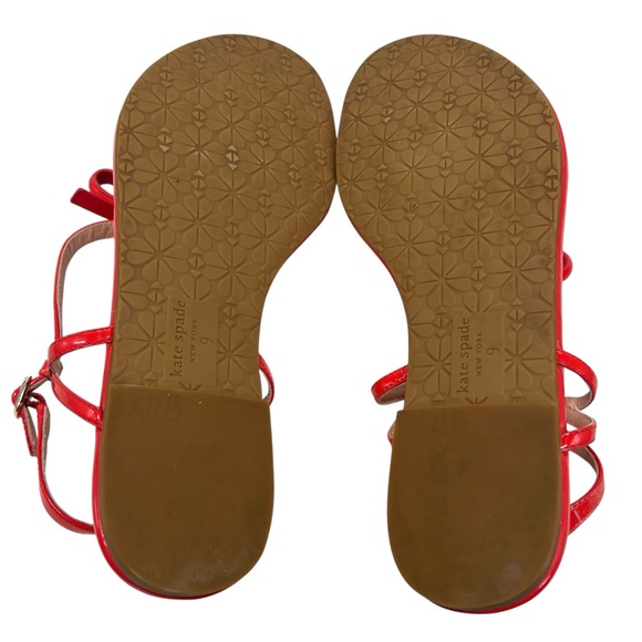 Kate Spade New York Piazza Patent Leather Coral Rose T Strap Sandals Women’s 9 - Picture 11 of 13